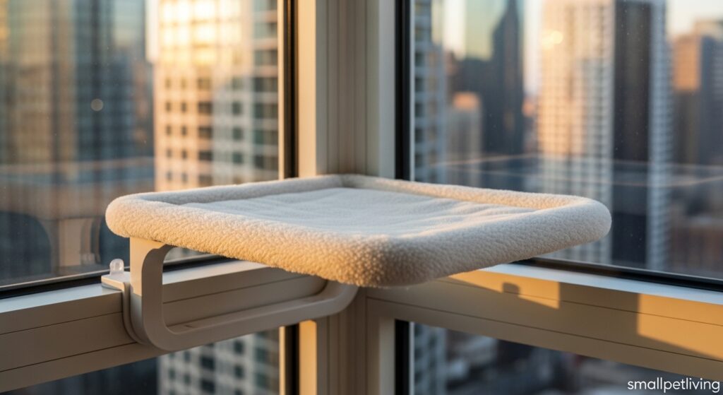safe apartment cat window perch with sill-resting design – no suction cups