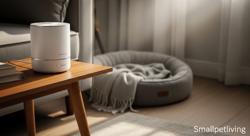 A white noise machine used for anti-bark training for apartment dogs.
