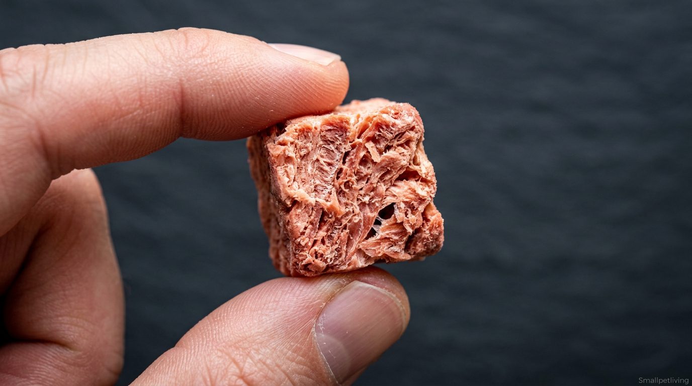 A close-up of single-ingredient, healthy freeze-dried treats for pets.